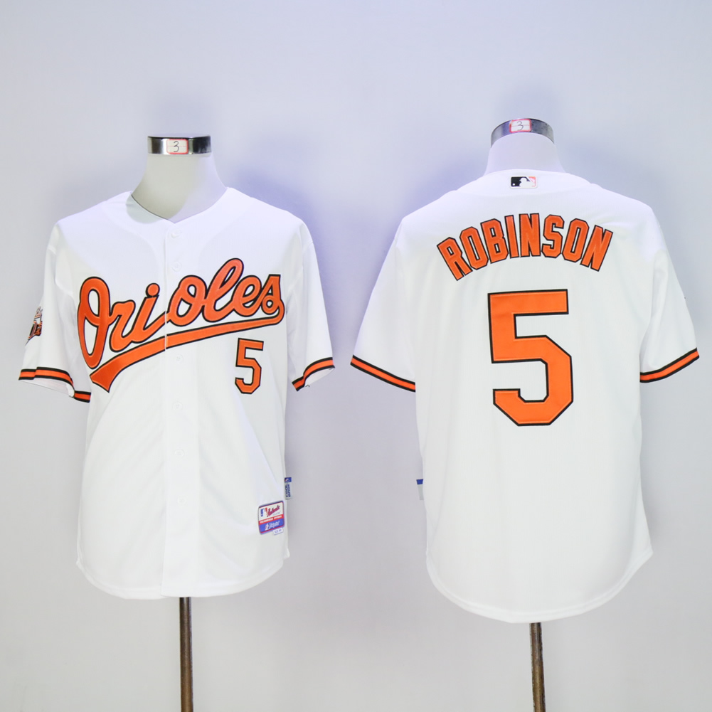 Men Baltimore Orioles 5 Robinson White Throwback MLB Jerseys